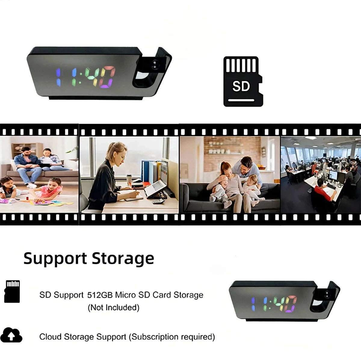 4K WiFi Alarm Clock Camera with Projection Display-China Mainland