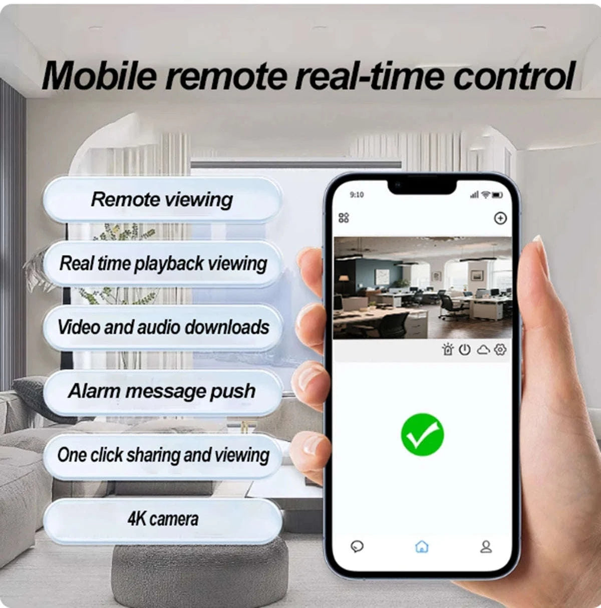 4K WiFi Alarm Clock Camera with Projection Display-China Mainland