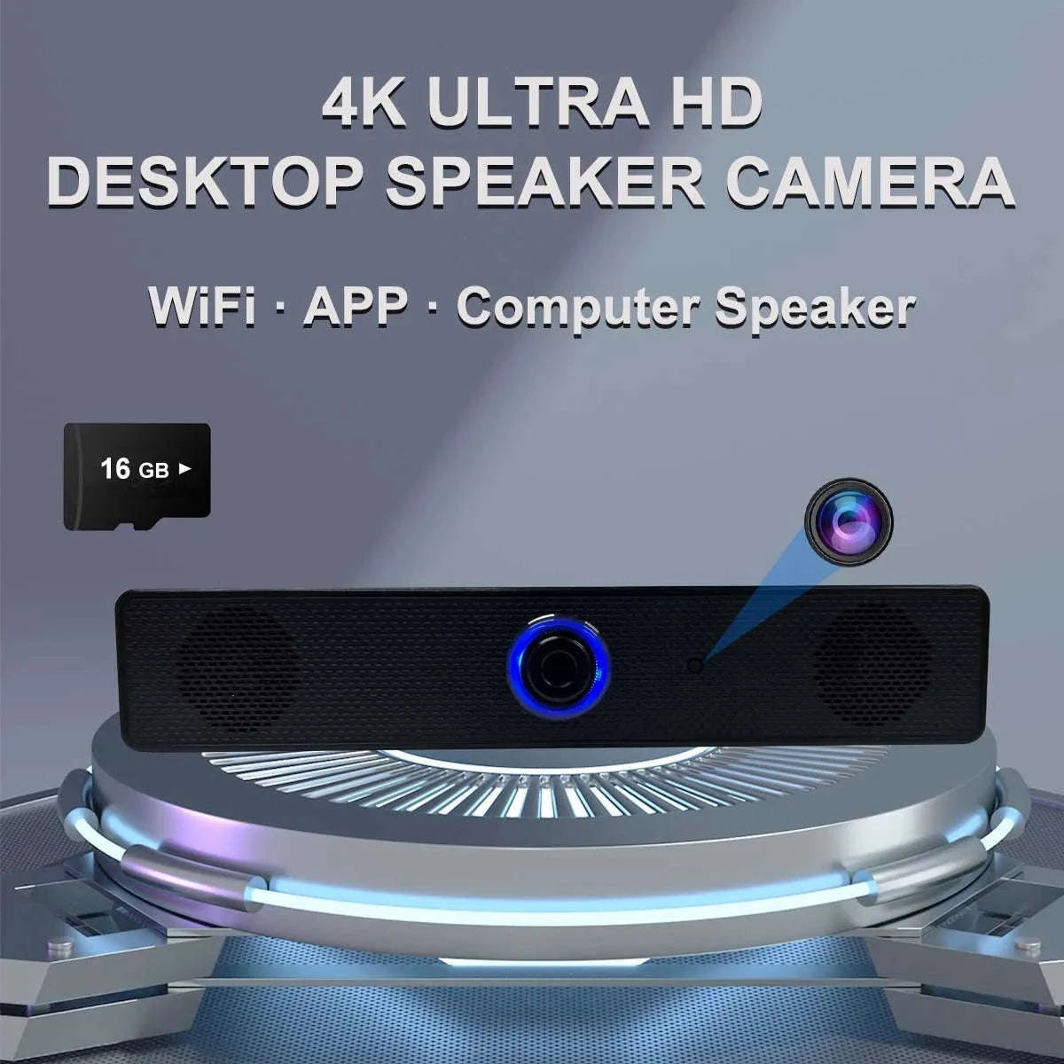 4K WiFi Bluetooth Speaker Camera with Motion Detection & App Control-With 32GB SD Card / China Mainland