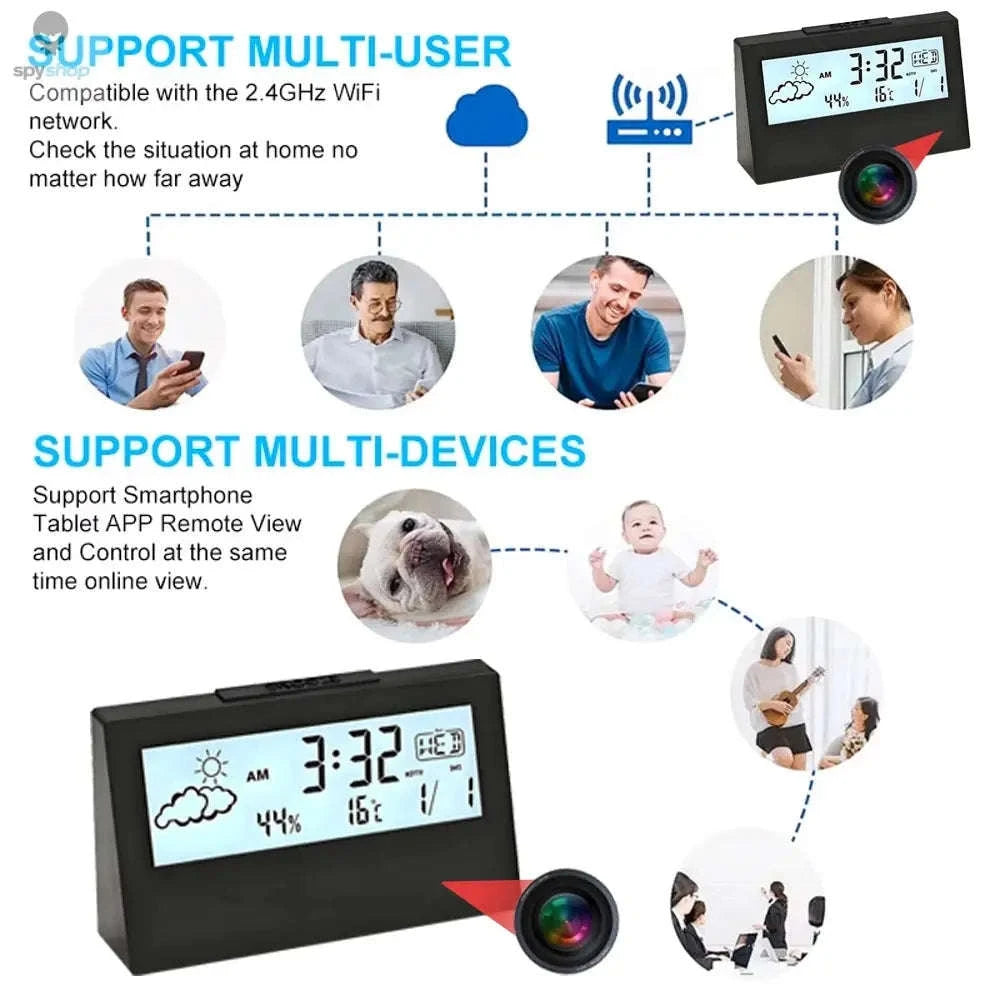 4K WiFi Clock Camera: Mini Wireless Nanny Cam-Black camera / Add 32GB SD card / CHINA