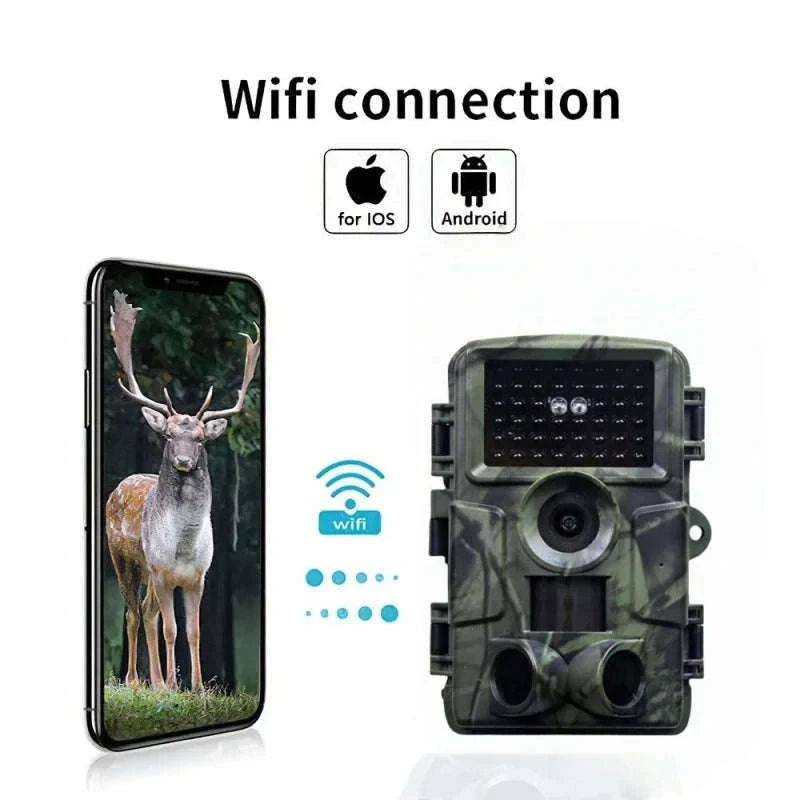 4K WiFi Trail Camera 60MP Motion Activated Night Vision IP66-PR4000W Add 128GB