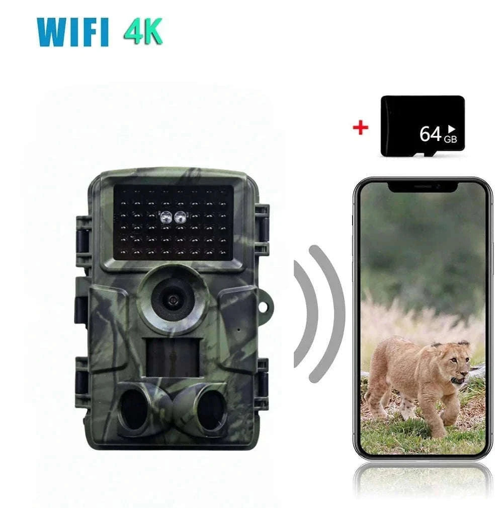 4K WiFi Trail Camera 60MP Motion Activated Night Vision IP66-PR4000W Add 128GB