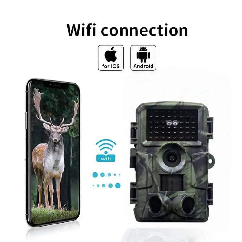 4K WiFi Trail Camera 60MP Motion Activated Night Vision IP66-PR4000W Add 128GB