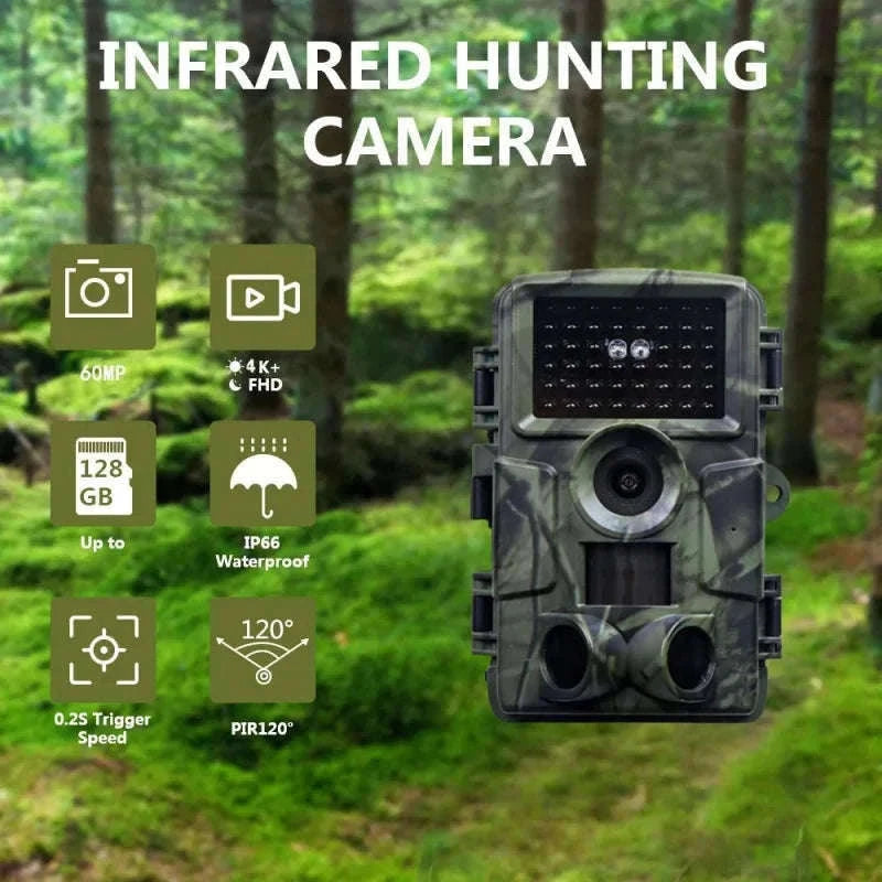 4K WiFi Trail Camera 60MP Motion Activated Night Vision IP66-PR4000W Add 128GB