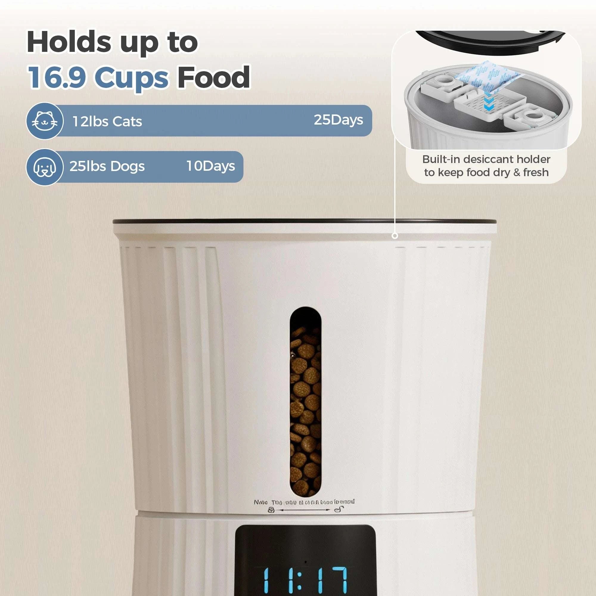 4L Automatic Cat Feeder with WiFi App Control & Timed Feeding-WHITE / 4L / United States