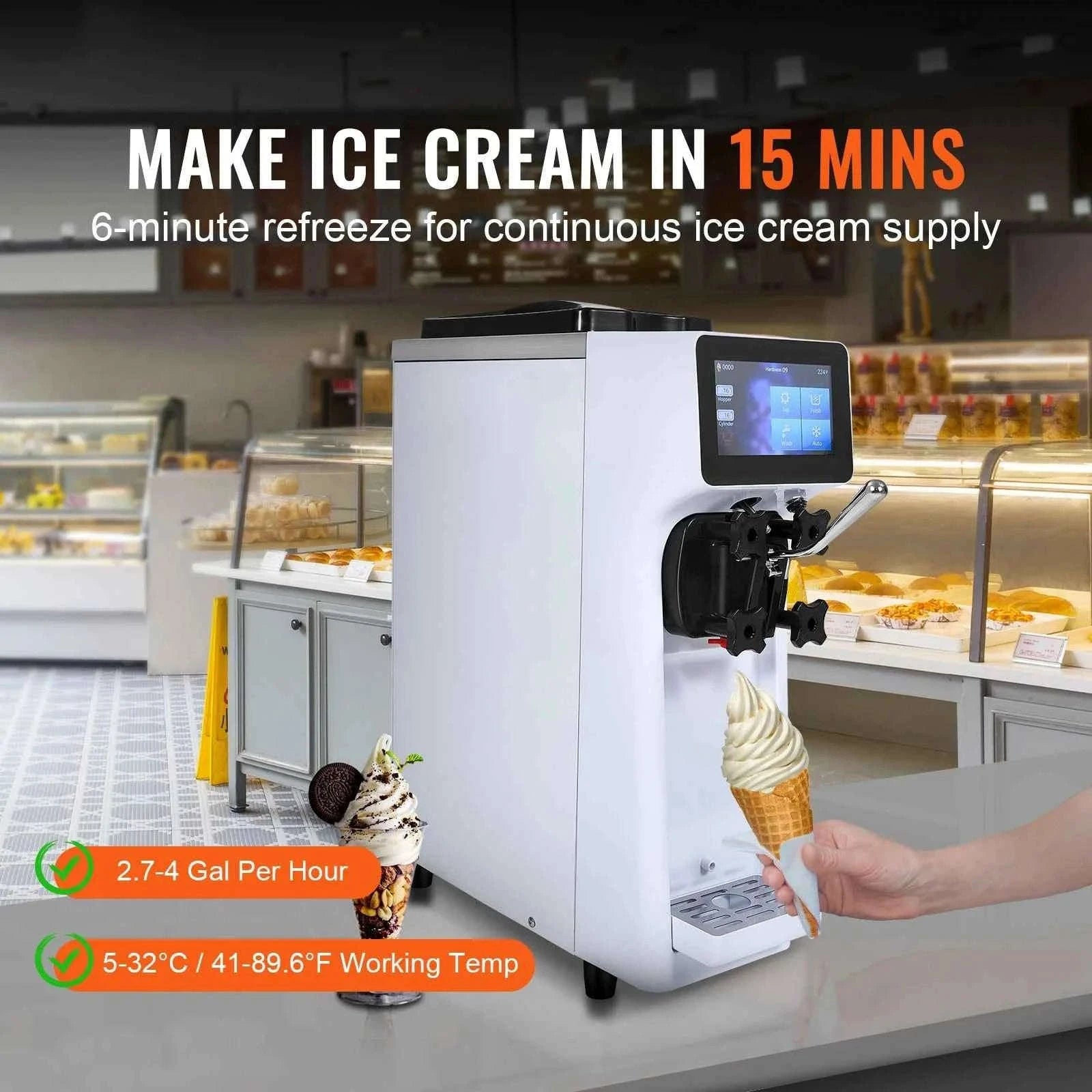 4L Commercial Countertop Soft Serve Ice Cream Maker with Touch Screen and Auto Clean-4L type 2 / spain