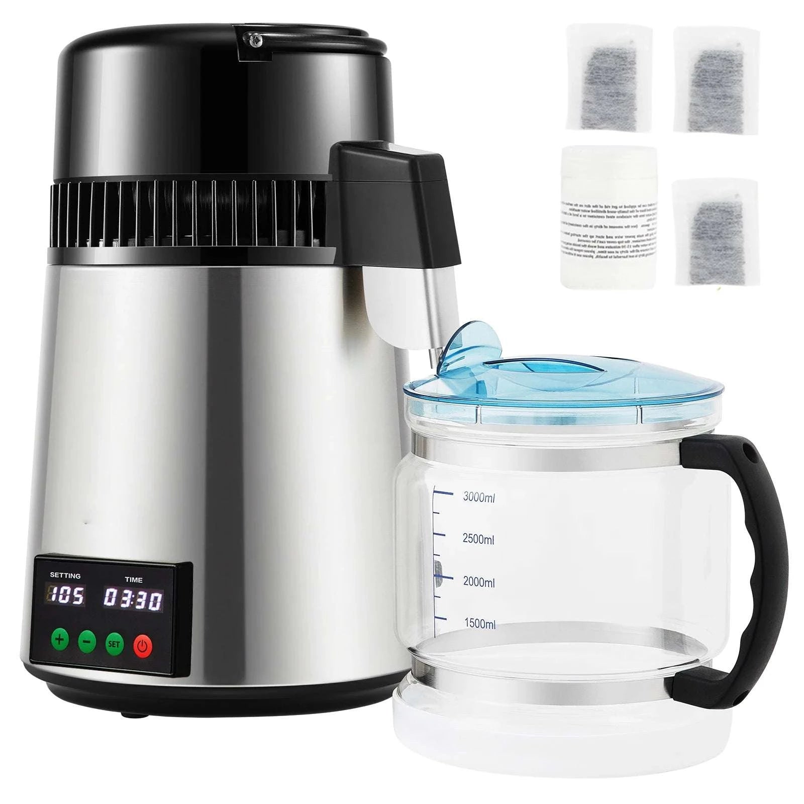 4L Home Water Distiller with Glass Carafe & Touch Display-4L Silver / GERMANY