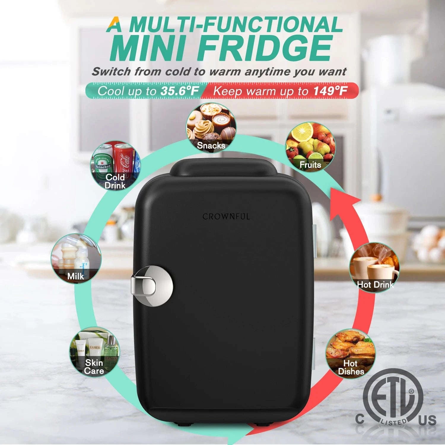 4L Mini Fridge for Makeup and Skincare with Cooling and Heating-black / United States