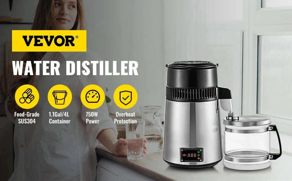 4L Water Distiller Machine 750W with Adjustable Temperature-4L / United States