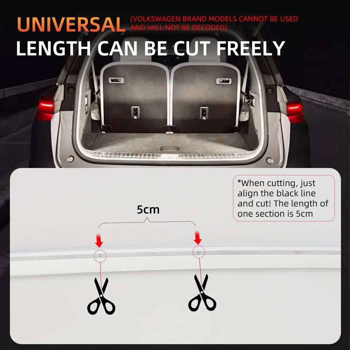 4M Auto Sensor LED Trunk Light Strip for Car Luggage Space-Poland / WHITE