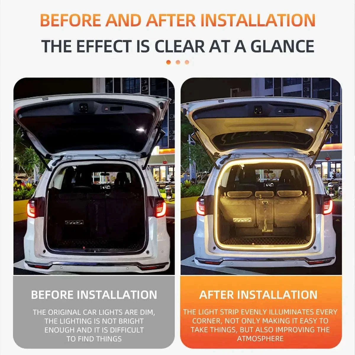 4M Auto Sensor LED Trunk Light Strip for Car Luggage Space-Poland / WHITE