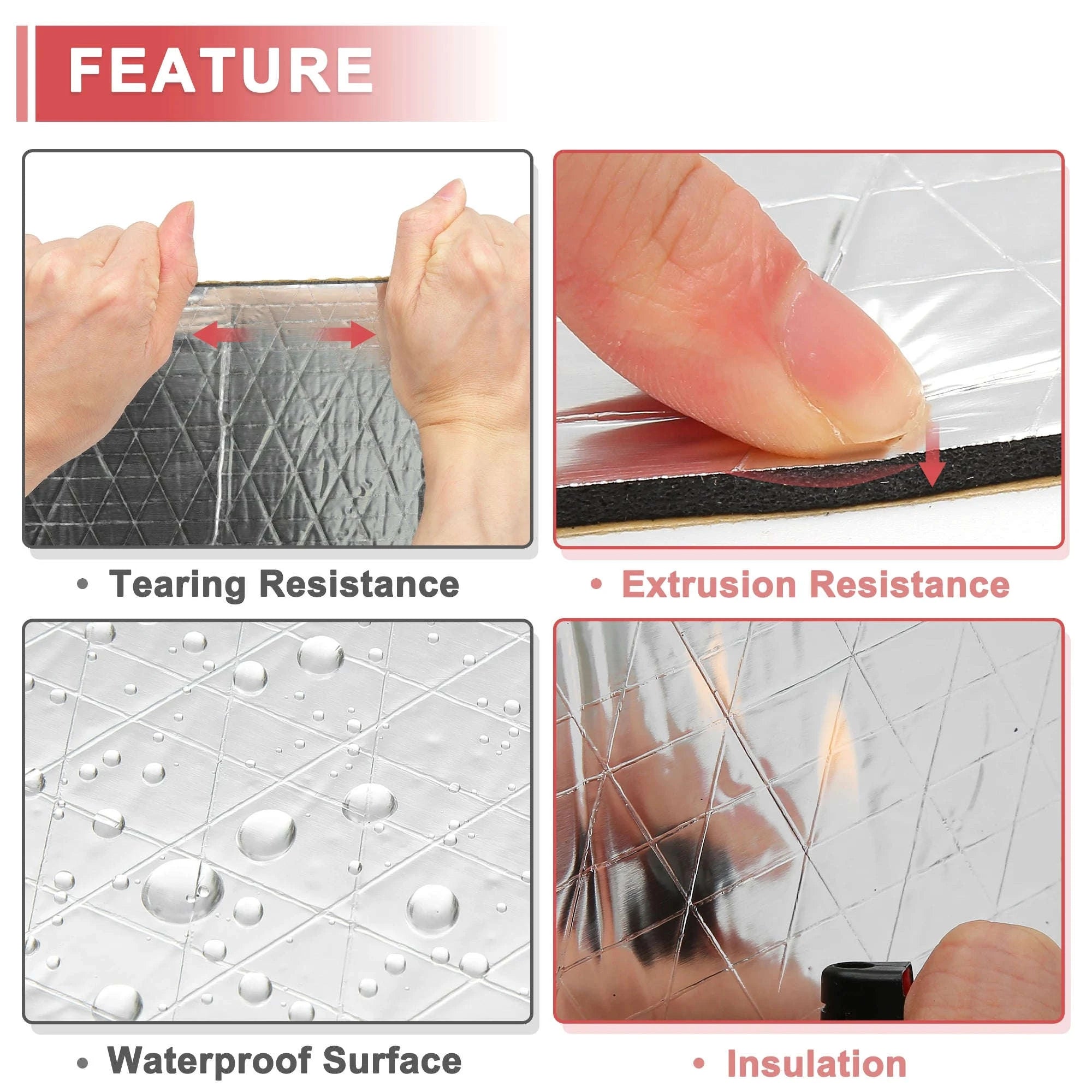 4mm Aluminum Foil Foam Car Heat Damping Pad 18 sqft 40 x 420 cm-5mm 63x100cm6.8sqft