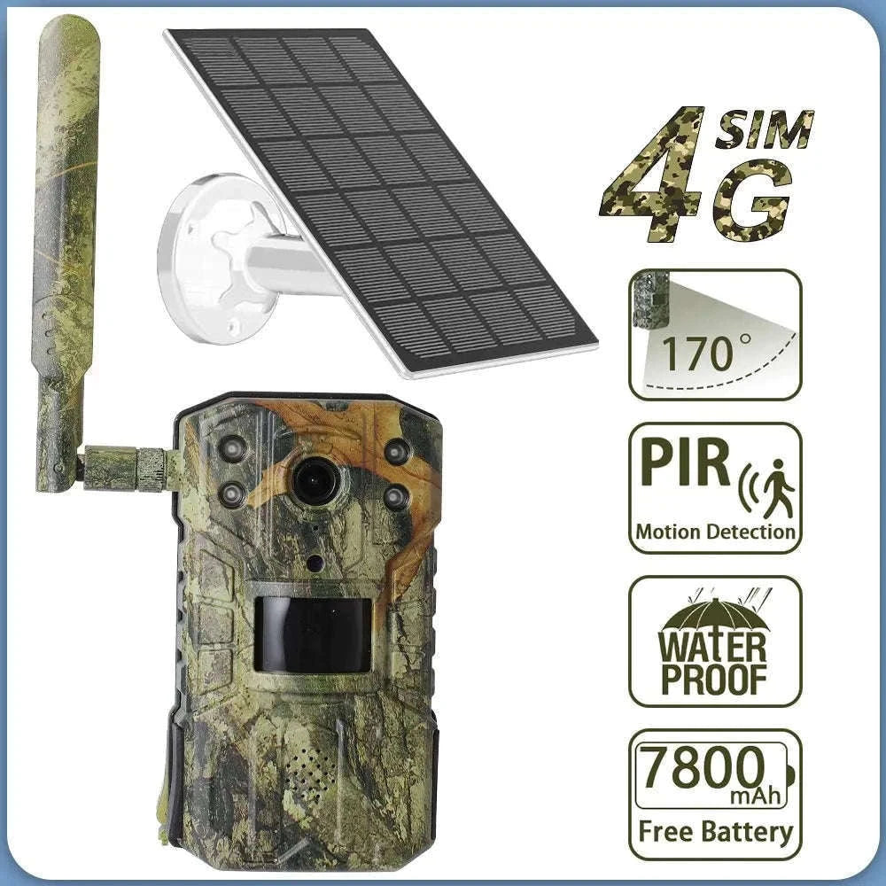 4MP 4G Solar Trail Camera Waterproof with 20M Motion Detection and 30M Night Vision-4G / france