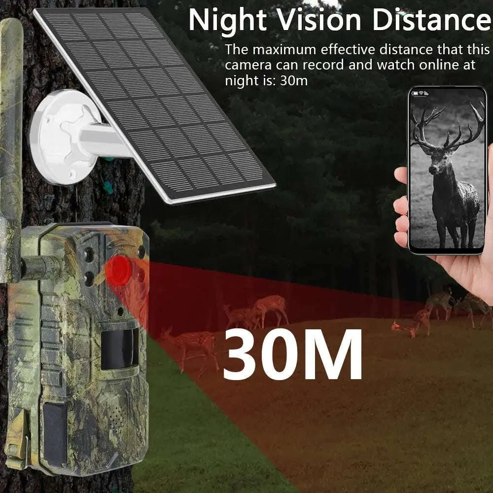 4MP 4G Solar Trail Camera Waterproof with 20M Motion Detection and 30M Night Vision-4G / france