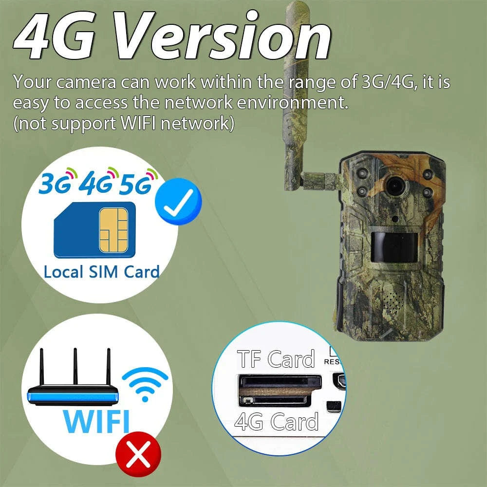 4MP 4G Solar Trail Camera with 20M Motion Detection and 30M Night Vision-4G No Card / spain