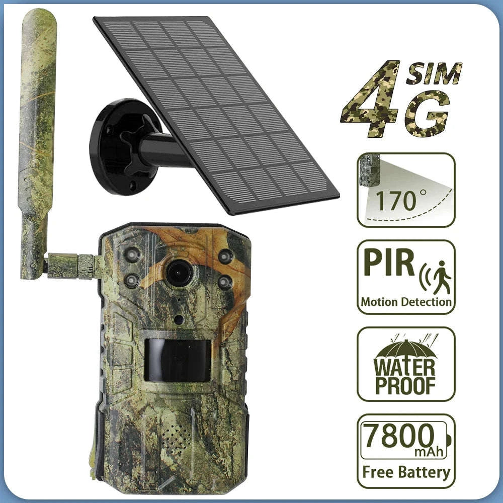 4MP 4G Solar Trail Camera with 20M Motion Detection and 30M Night Vision-4G No Card / spain