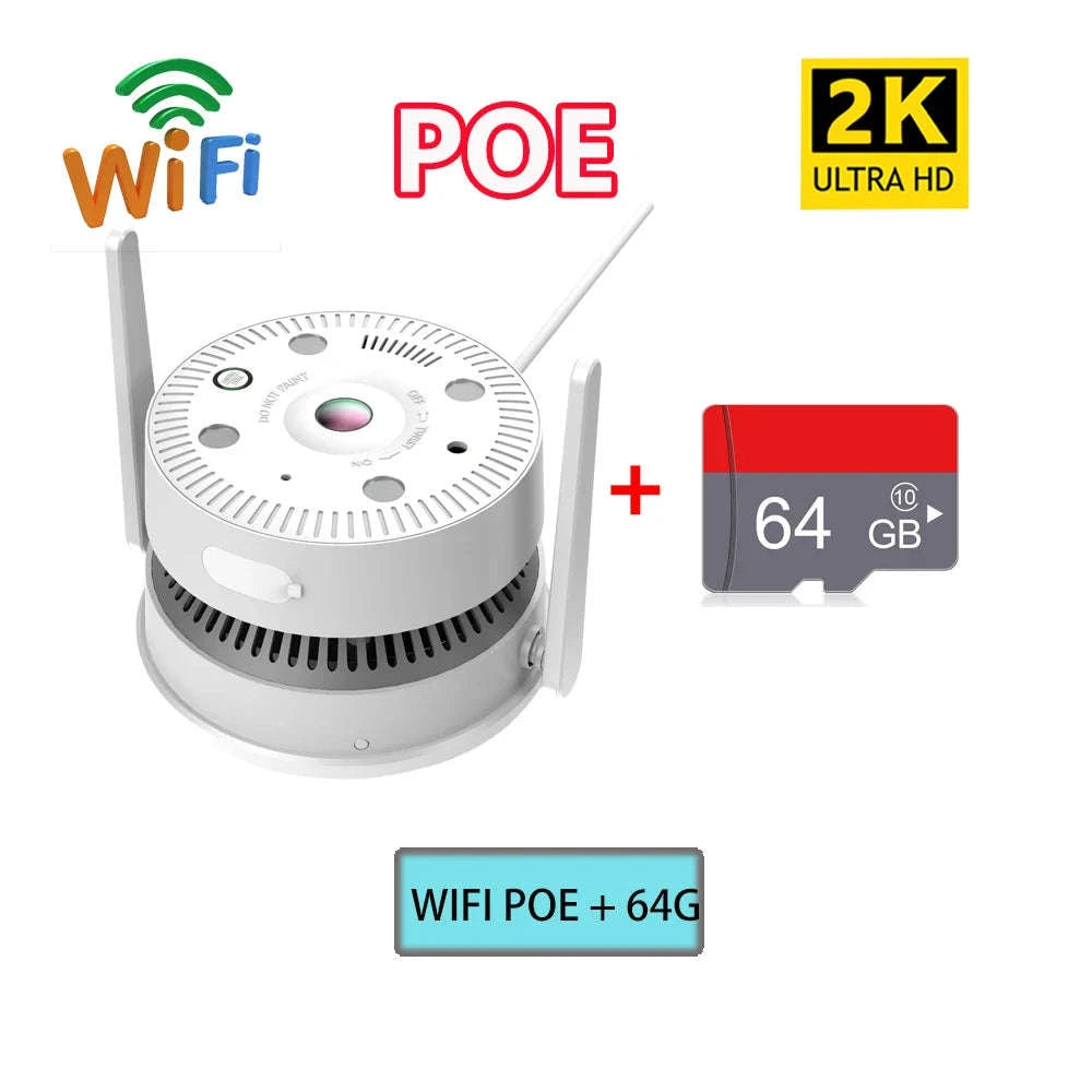 4MP Dual‑Light Two‑Way Audio Smoke Detection Network Camera-4MP WIFI POE 64G