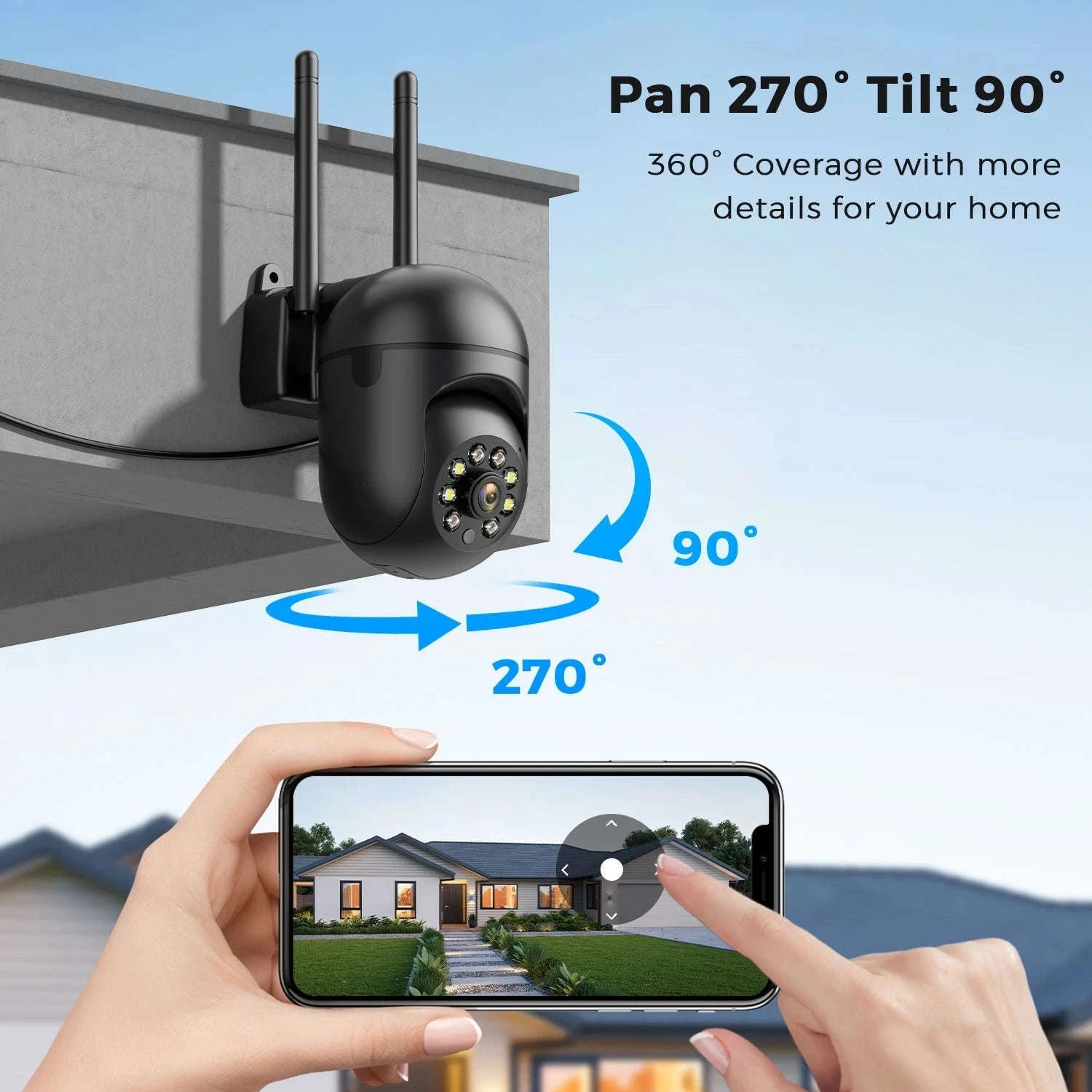 4MP Outdoor PTZ WiFi Security Camera-8MP Add 64G Card / EU Plug