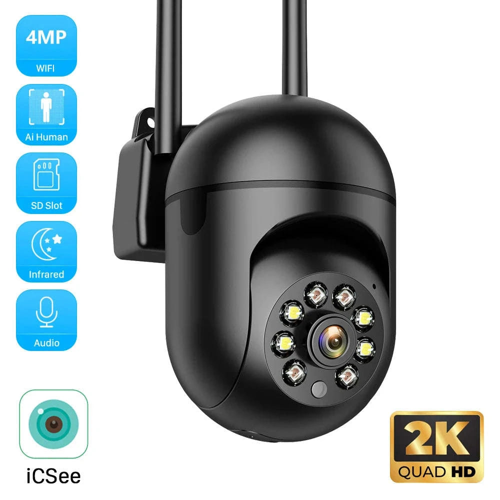 4MP Outdoor PTZ WiFi Security Camera-8MP Add 64G Card / EU Plug