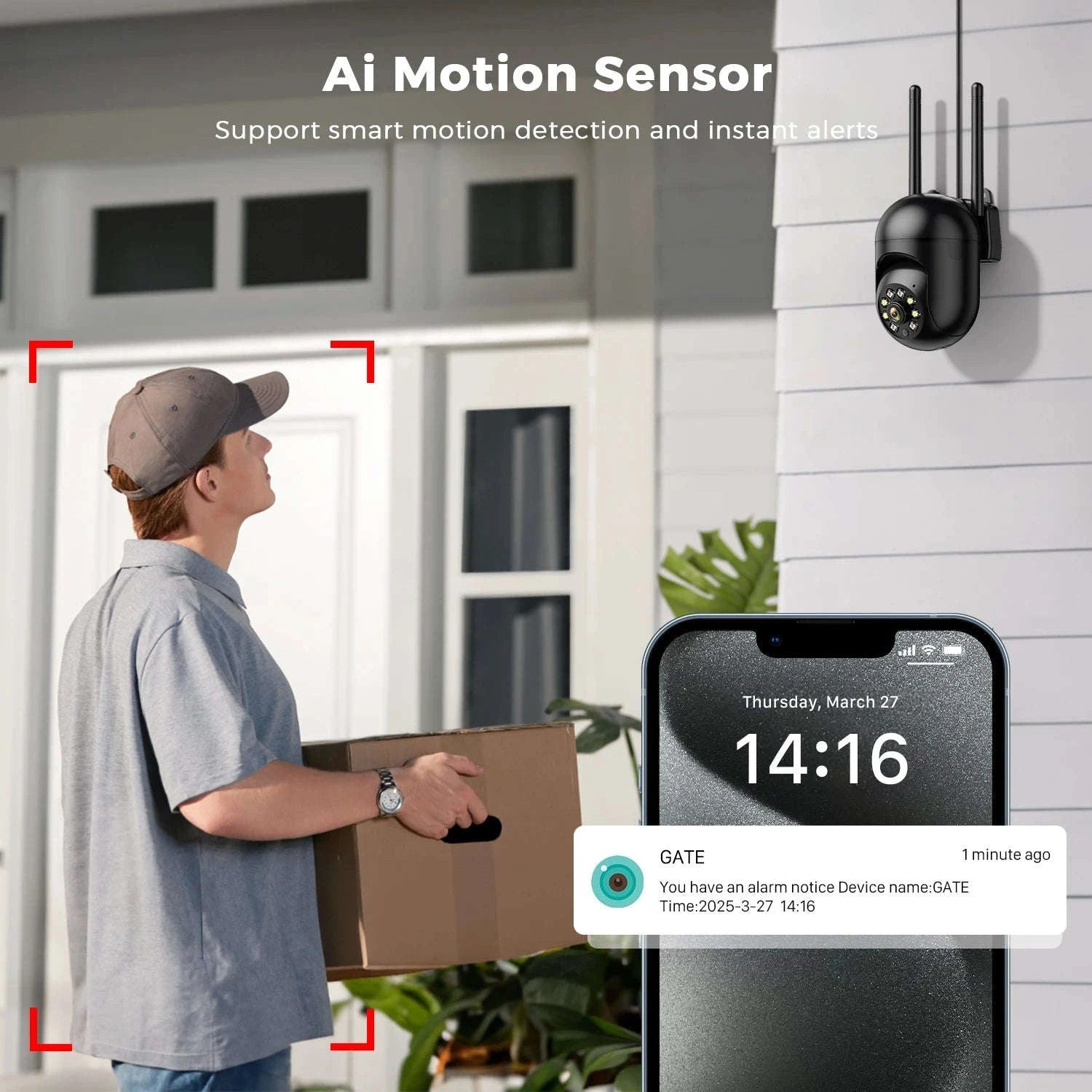 4MP Outdoor PTZ WiFi Security Camera-8MP Add 64G Card / EU Plug