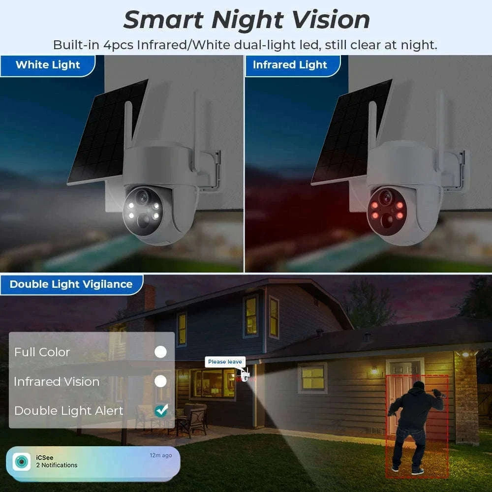 4MP Solar IP Camera for Wireless Outdoor Security-2MP No SD Card