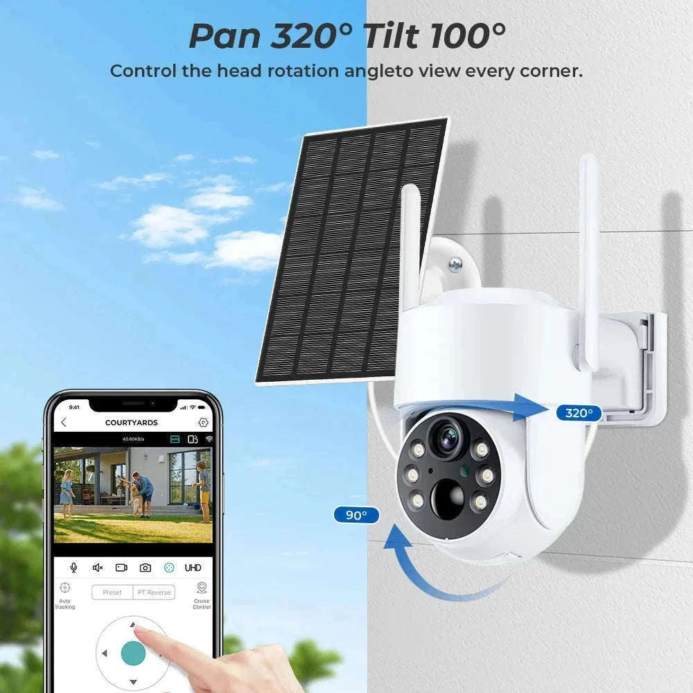4MP Solar IP Camera for Wireless Outdoor Security-2MP No SD Card