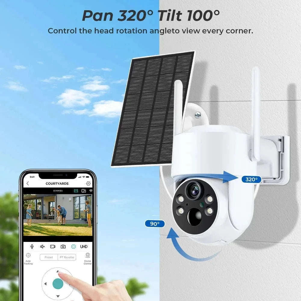 4MP Solar IP Camera for Wireless Outdoor Security-2MP No SD Card