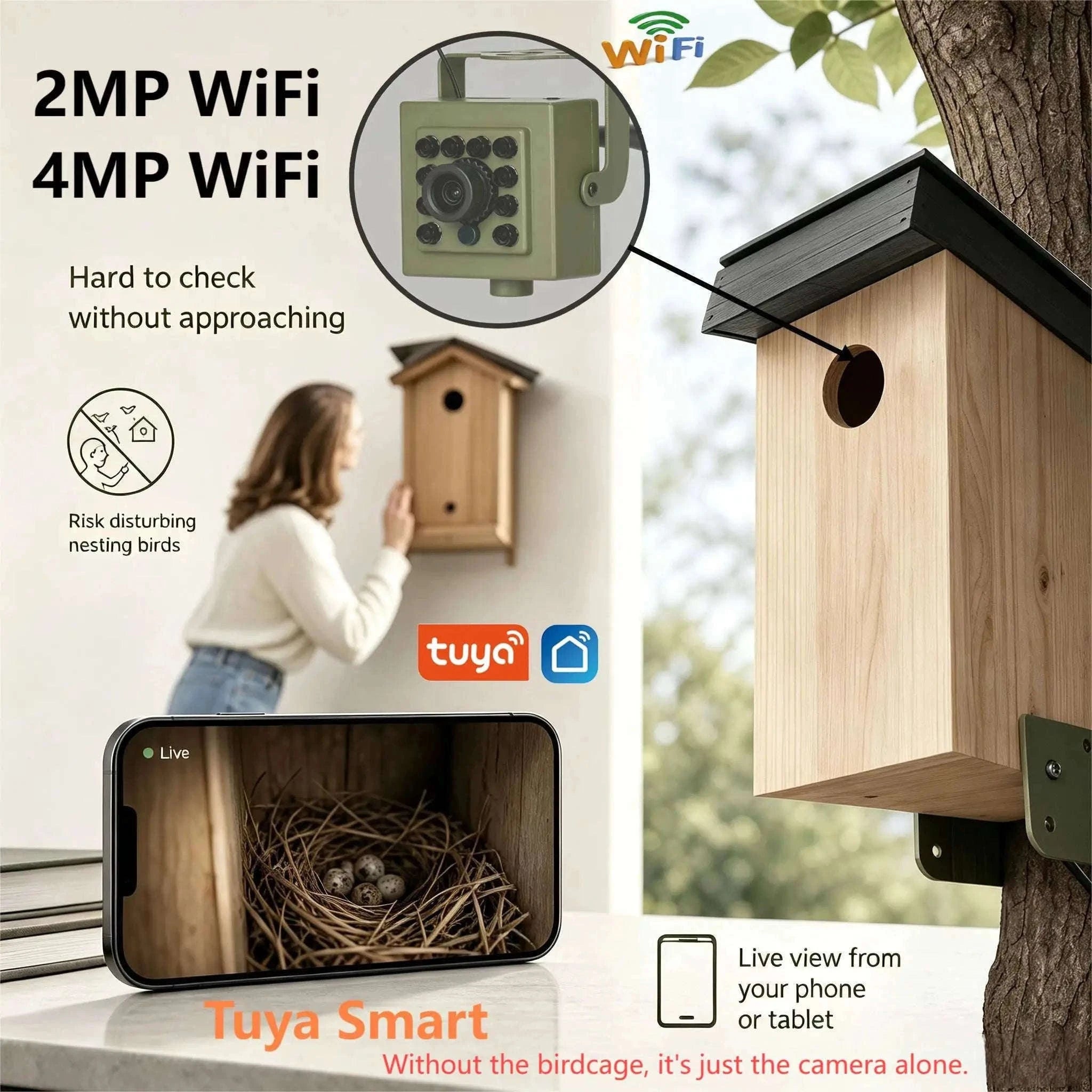 4MP Tuya Smart Bird House Camera with Night Vision-4MP WIFI 5 m line / 1.6mm