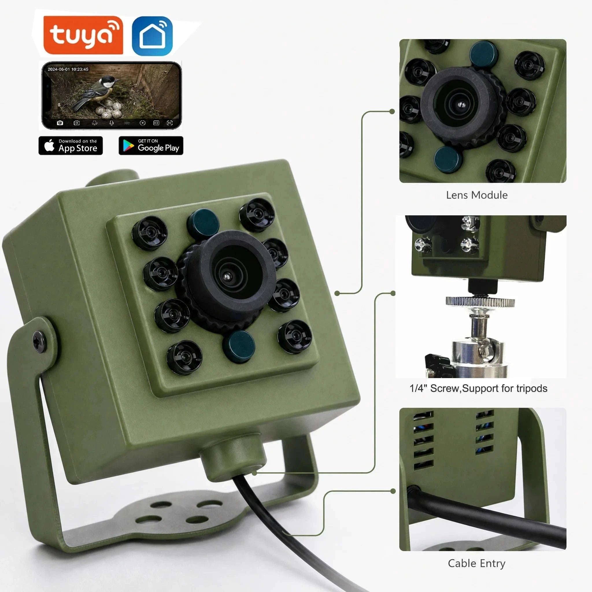 4MP Tuya Smart Bird House Camera with Night Vision-4MP WIFI 5 m line / 1.6mm