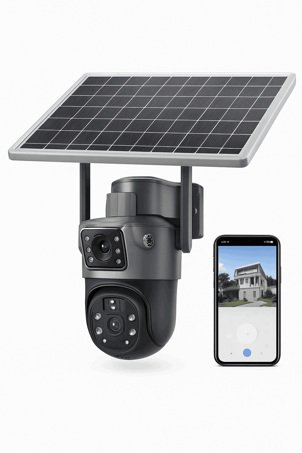 4MP Wireless Security Camera with Solar Panel, PTZ, Dual Lens-4G Ver / Poland
