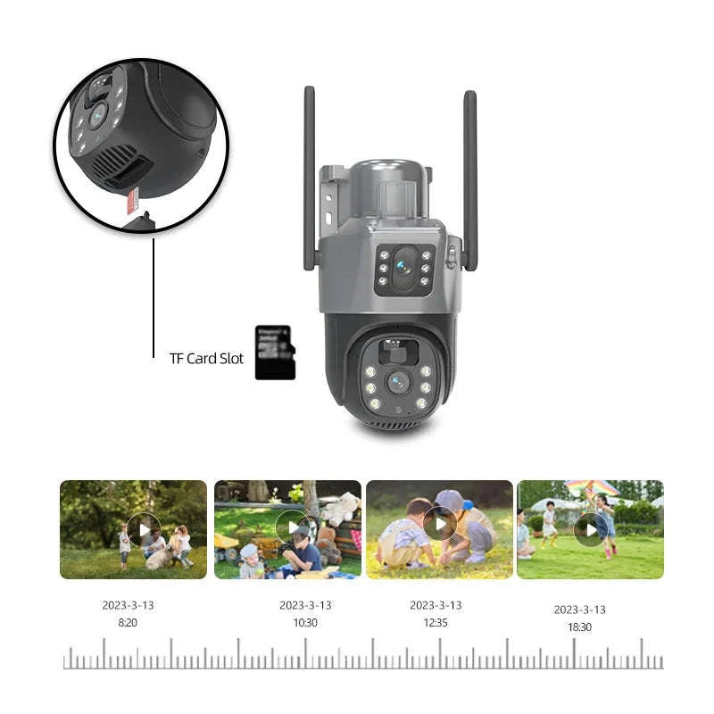 4MP Wireless Security Camera with Solar Power, PTZ, Dual Lens-WIFI / france
