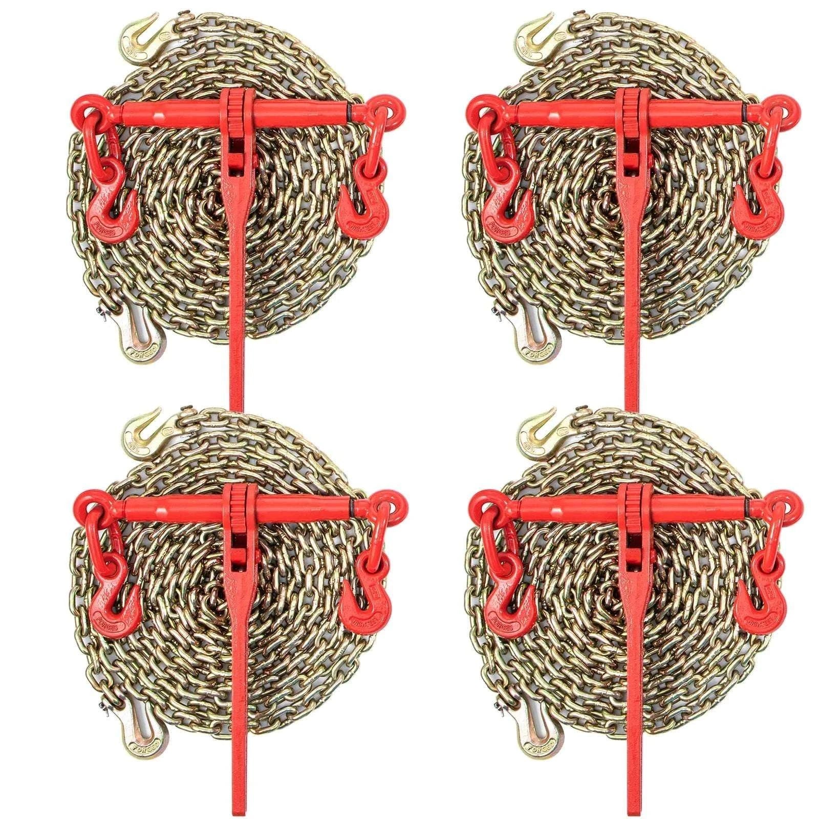 4PCS Chain Load Binder Kit 5/16" 6600 lb Tie Down with Hooks-4PCS / United States