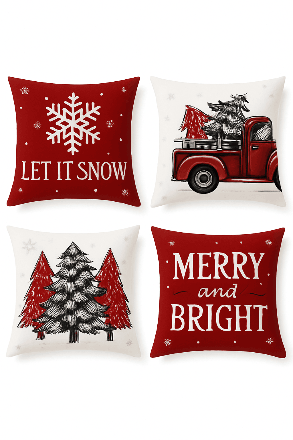 4pcs Christmas Pillow Covers 45x45cm Festive Holiday Decor-4pcs / 45x45cm