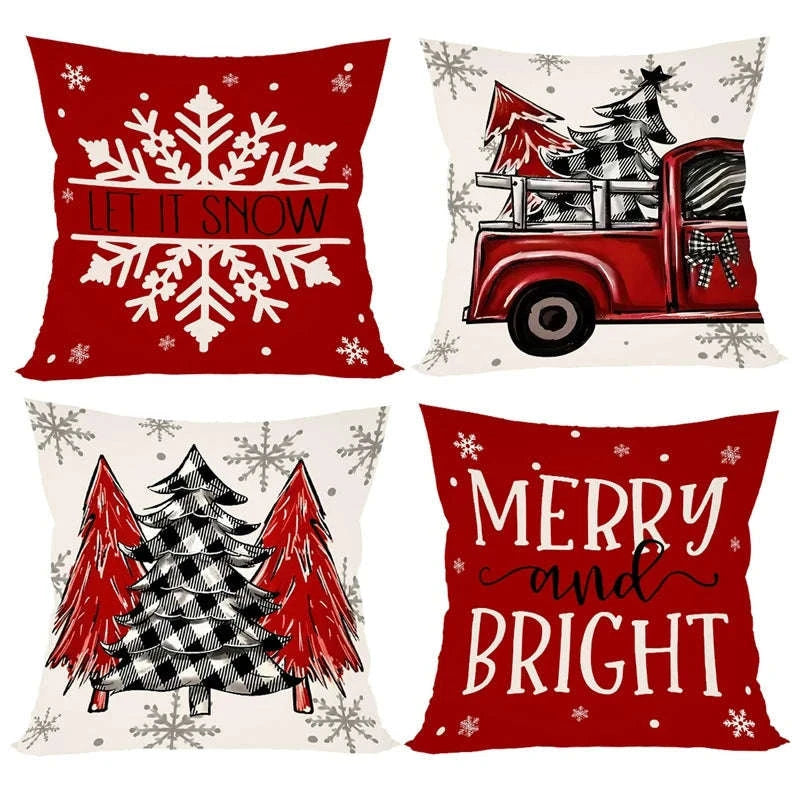 4pcs Christmas Pillow Covers 45x45cm Pillowcases-4pcs / 45x45cm