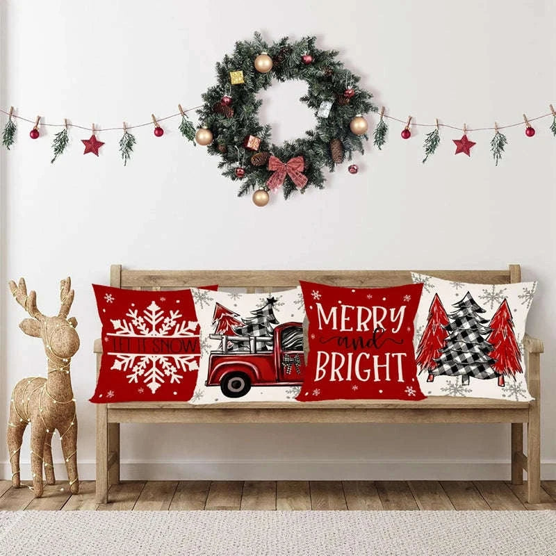 4pcs Christmas Pillow Covers 45x45cm Pillowcases-4pcs / 45x45cm
