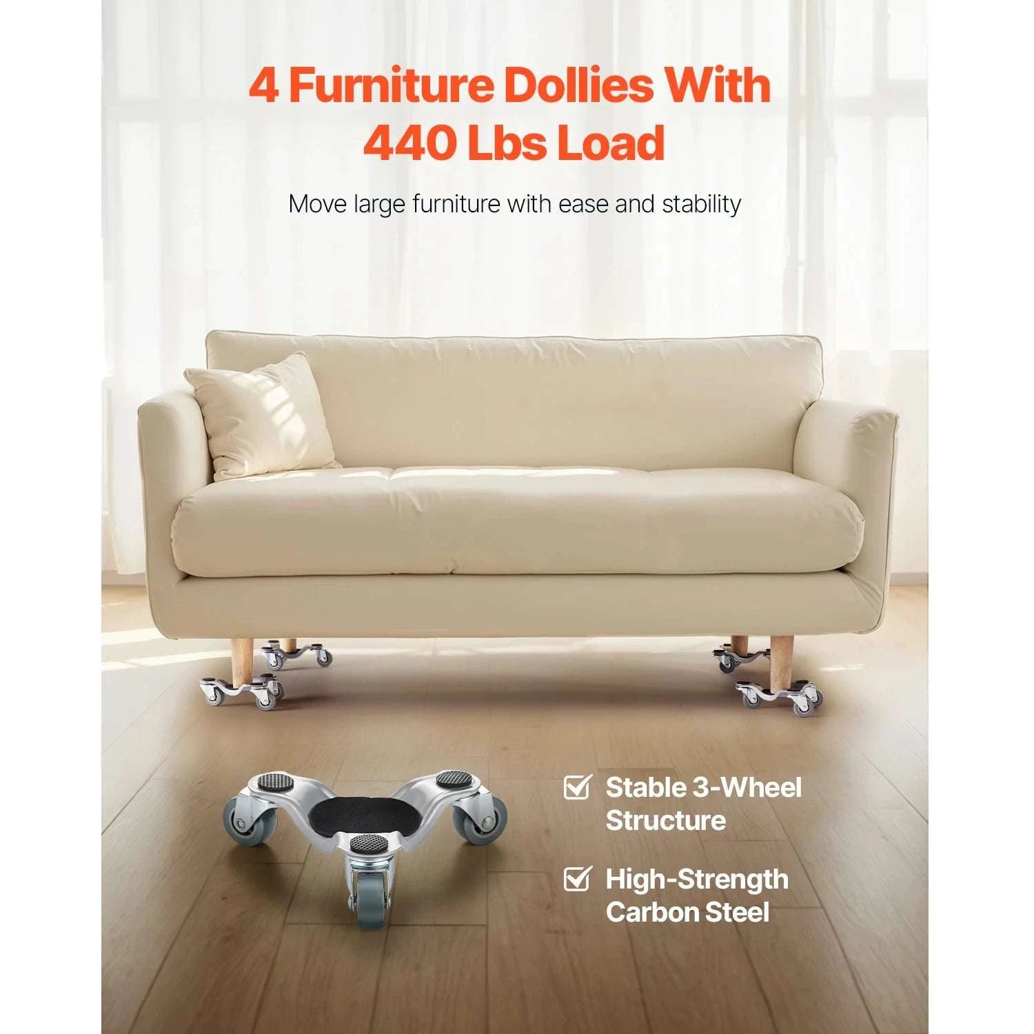 4pcs Furniture Dolly Set with Wheels & Pry Bar for Easy Moving-4pcs / france