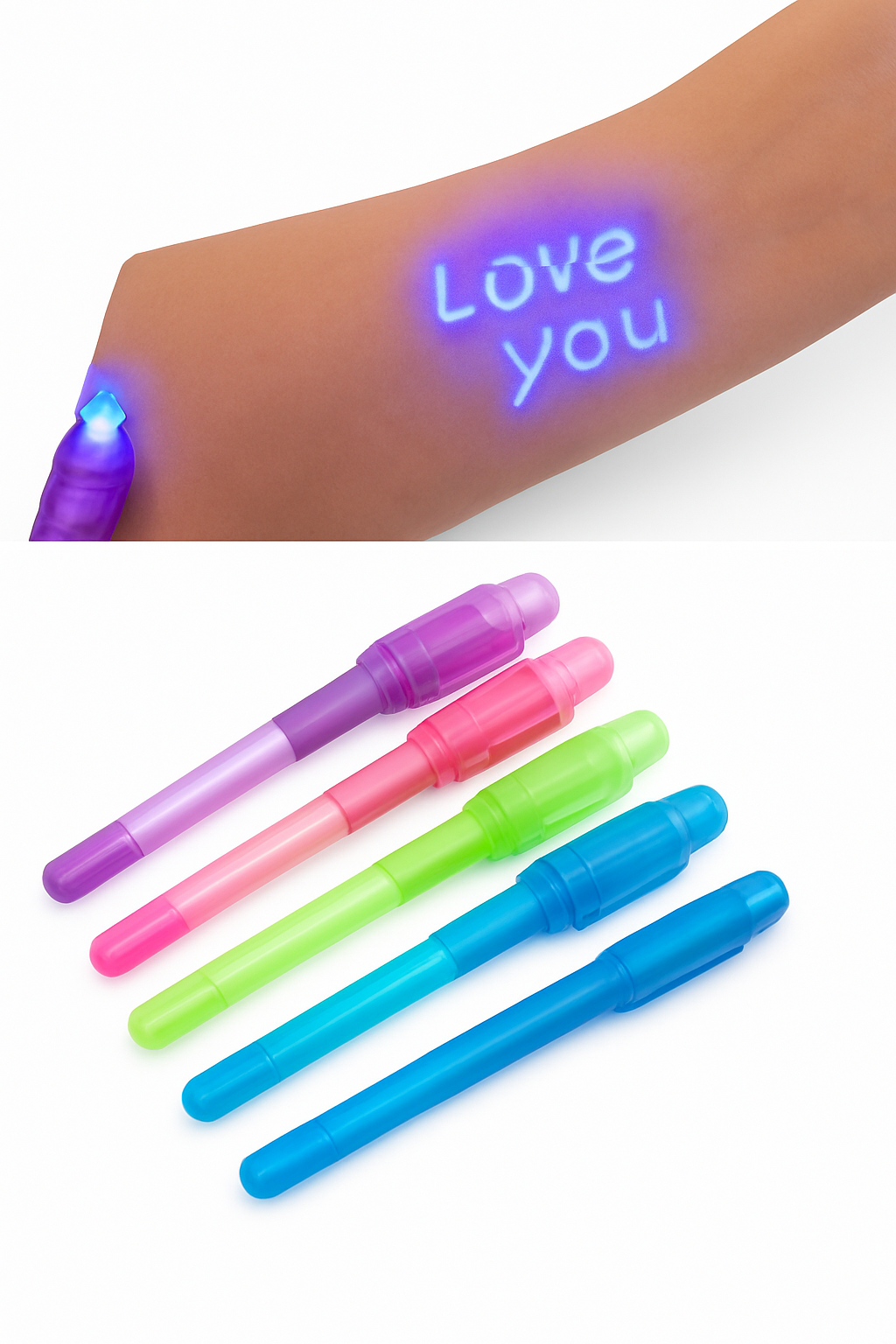 Conjunto de 4 Canetas de Tinta Invisível com Luz UV para Mensagens Secretas
