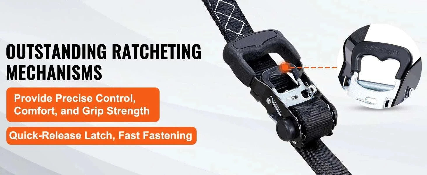 4PCS Ratchet Tie Down Straps with Hooks for Cargo & Motorcycle-1.6 x 8 in / United States