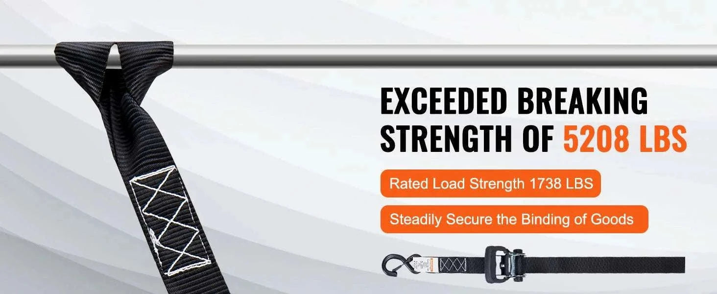 4PCS Ratchet Tie Down Straps with Hooks for Cargo & Motorcycle-1.6 x 8 in / United States