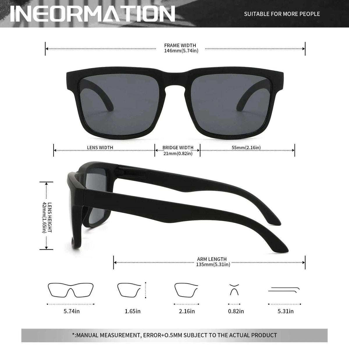 4PCS Square Sports Sunglasses with Designer Temple Pattern-4PCS-5