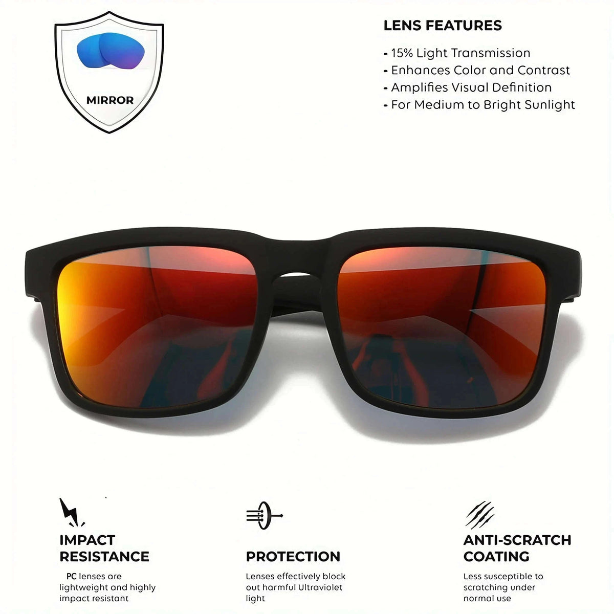 4PCS Square Sports Sunglasses with Designer Temple Pattern-4PCS-5