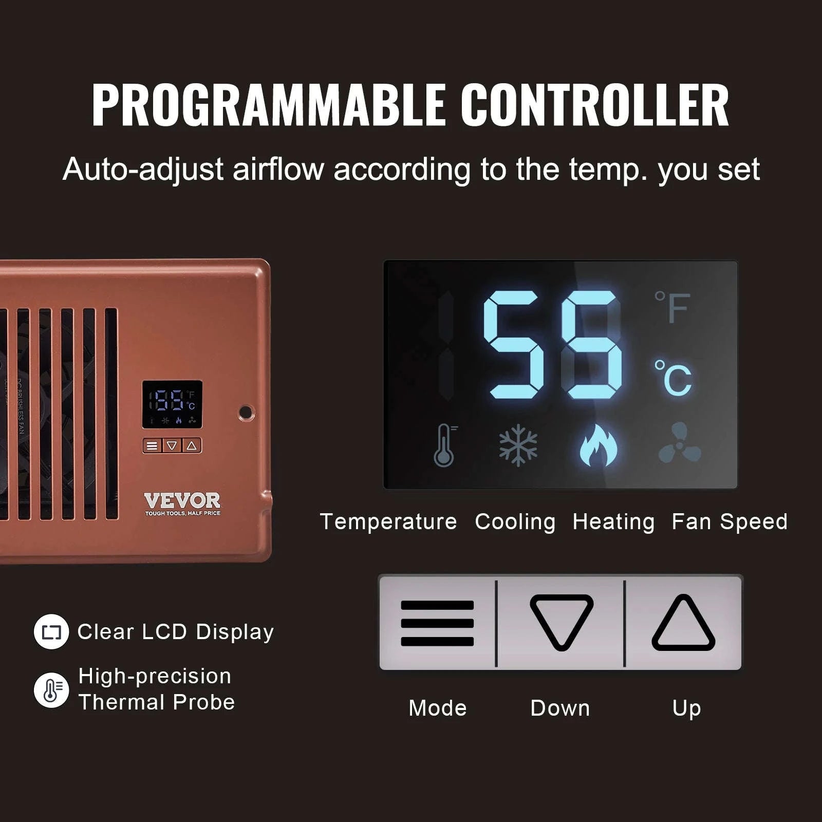 4x12 Register Booster Fan 100CFM with LCD Controller & Remote-White 4x10in / canada