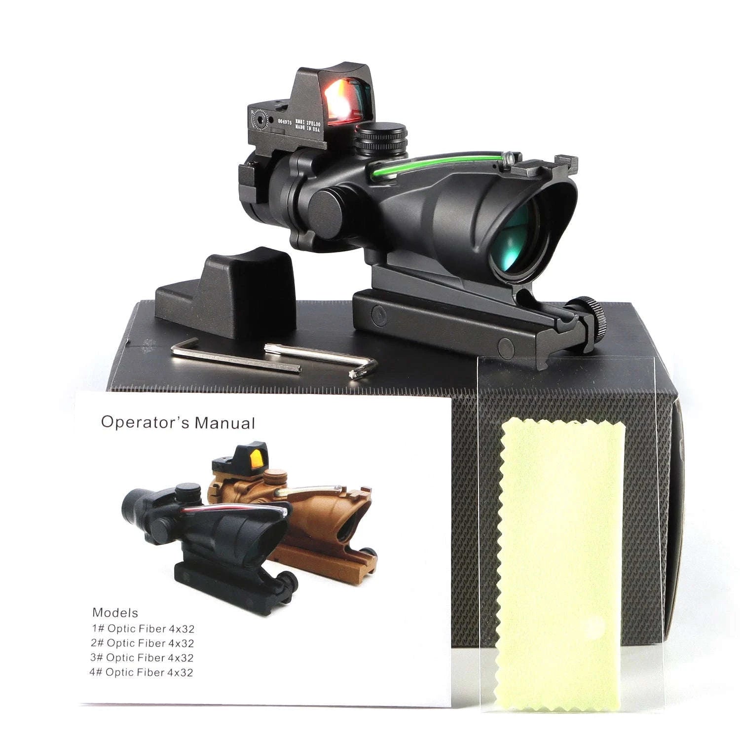 4x32 Dual Red Dot Tactical Scope for 20mm Rail-Green / United States