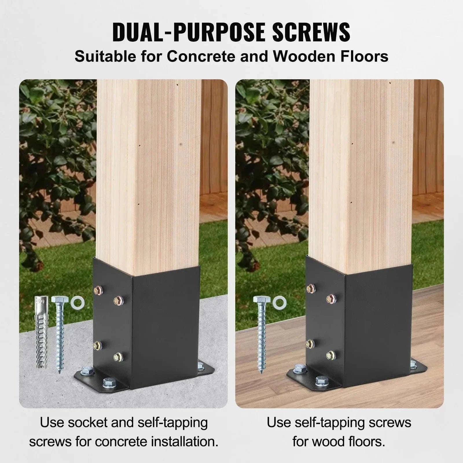 4x4 / 6x6 Post Base Powder-Coated Matte Black Wood Post Brackets-4x4 2pcs / United States