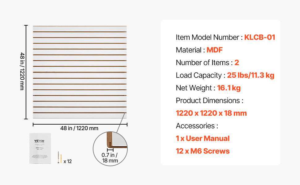 4x4 Ft Slatwall Panel MDF Modular Garage Storage Wall System-United States