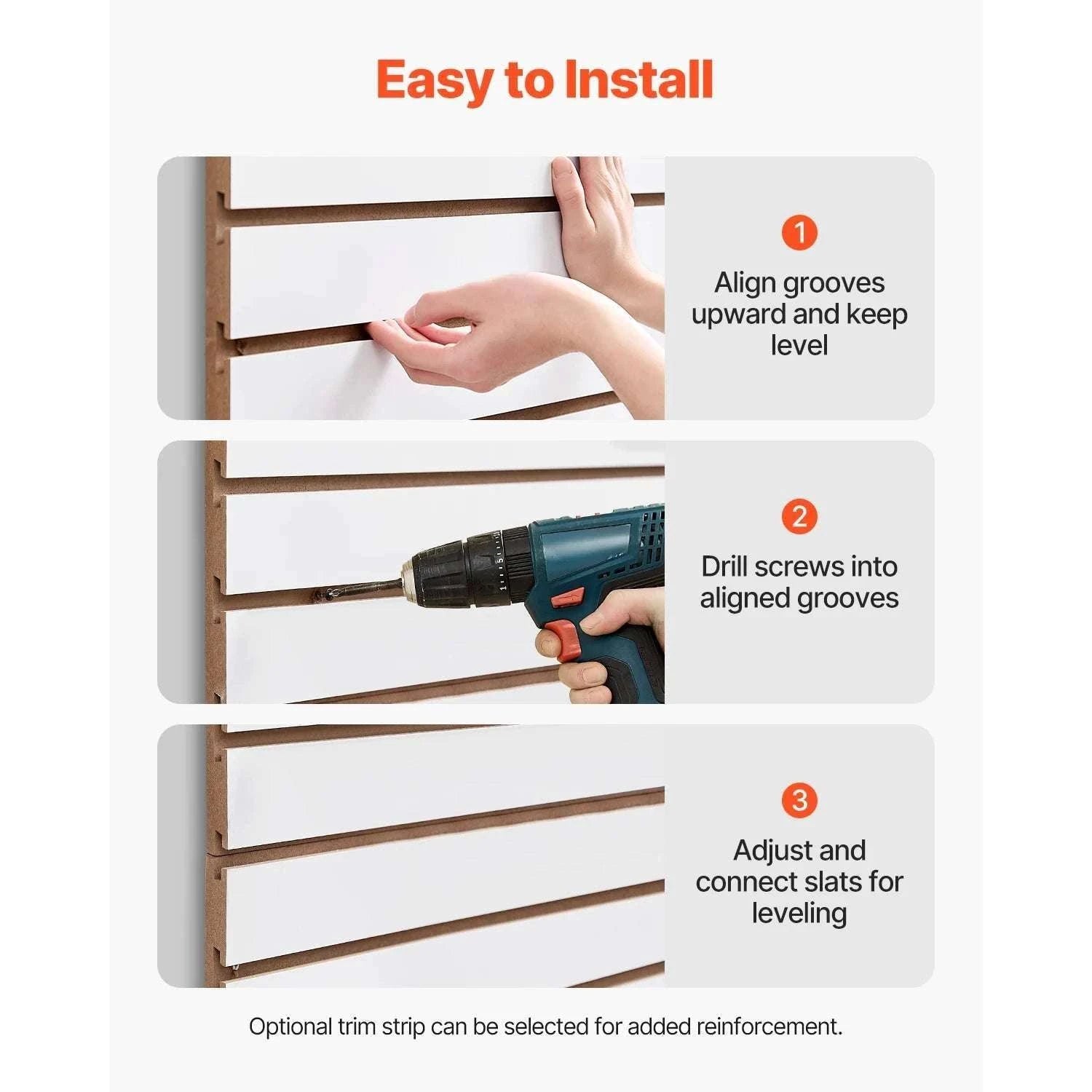 4x4 Ft Slatwall Panel MDF Modular Garage Storage Wall System-United States