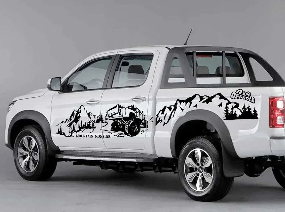 4X4 Off Road Mountain Car Side Sticker-Glossy Red / 320x65.4cm