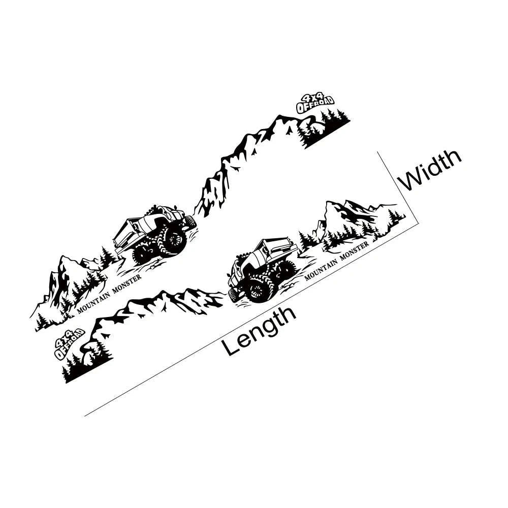 4X4 Off Road Mountain Car Side Sticker-Glossy Red / 320x65.4cm