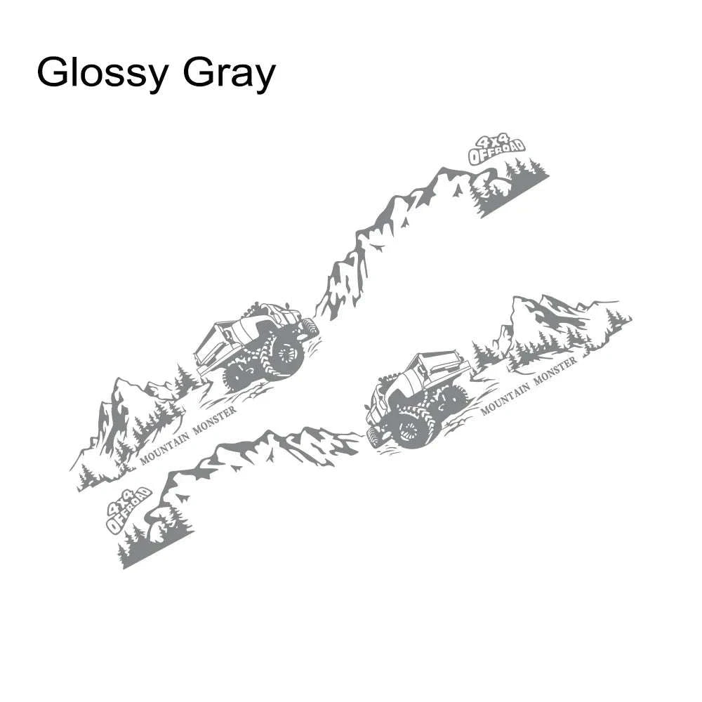4X4 Off Road Mountain Car Side Sticker-Glossy Red / 320x65.4cm