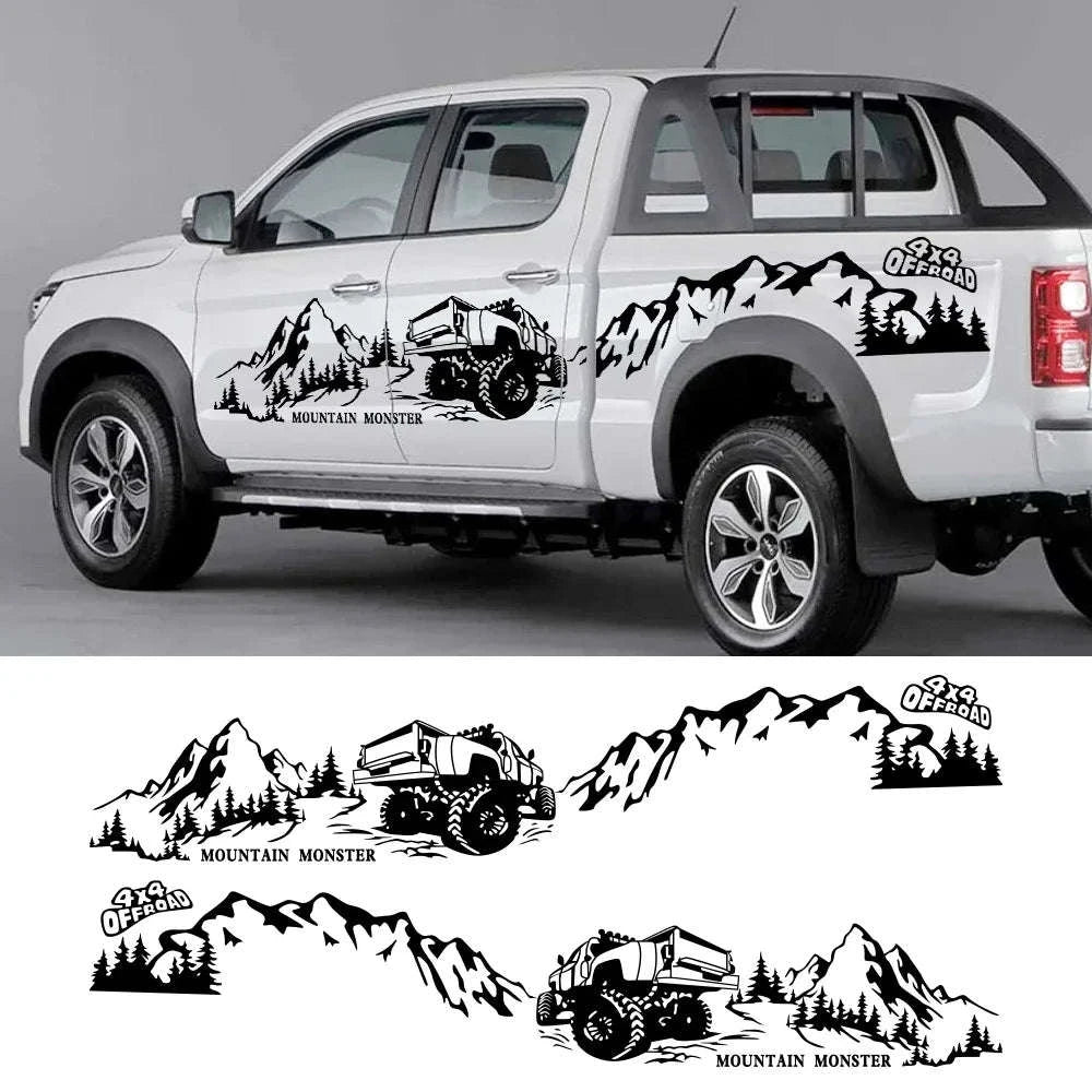 4X4 Off Road Mountain Car Side Sticker-Glossy Red / 320x65.4cm